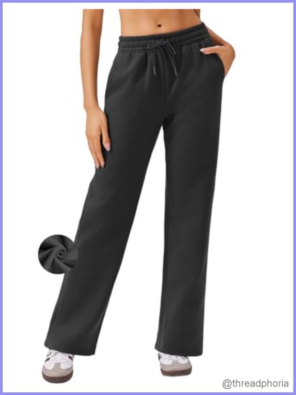 Women's Fleece Lined Straight Leg Sweatpants High Waisted Lounge Pants with 4